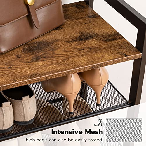 Industrial Hall Tree with Bench and 5-Tier Shoe Storage Rack