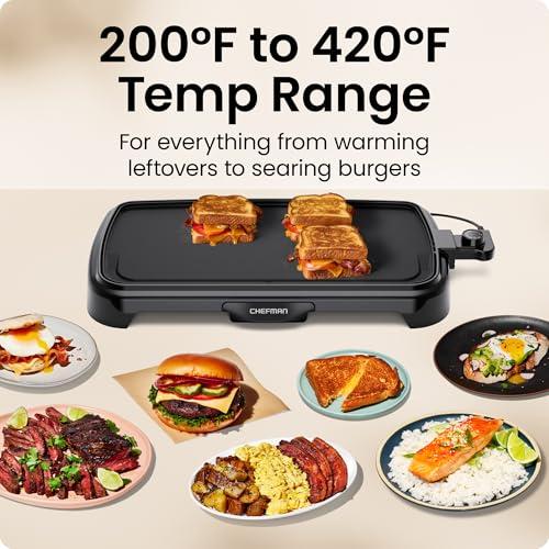 XL Nonstick Electric Griddle 10x20 Immersible Flat Top Grill with Drip Tray