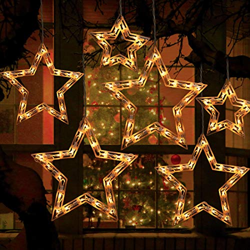 Minetom 8.5 Ft 6-Star Icicle Christmas Lights - 100 Mini Bulbs Connectable Warm White, 1 PC - 6 Drops