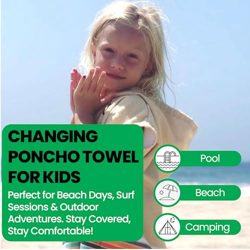 Kids Hooded Poncho Towel - Quick-Dry Microfiber Changing Robe for Beach & Swim
