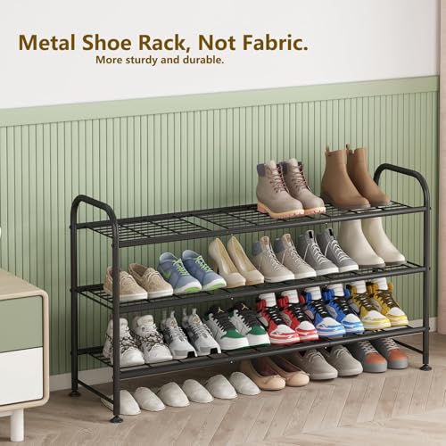 3-Tier Metal Shoe Rack Organizer - Spacious Storage for 20+ Pairs