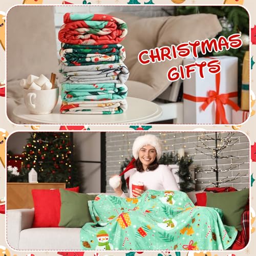 Fanfanwin 10-Pack Christmas Throw Blankets 51 x 59 Inch, Festive Holiday Decor
