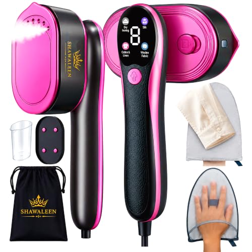 SHAWALEEN Pink Travel Clothes Steamer & Iron 2-in-1 1200W Wrinkle Remover