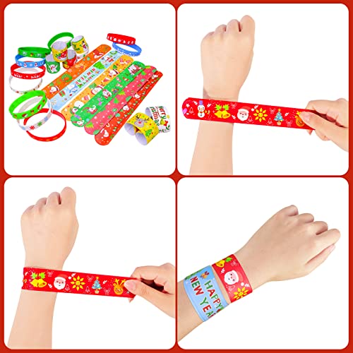 MGparty Christmas Slap Bracelets 72pc - 24 Designs Silicone & Plastic Party Favors