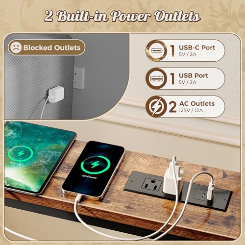 Adjustable Length Sofa Table with Power Outlets and USB Ports