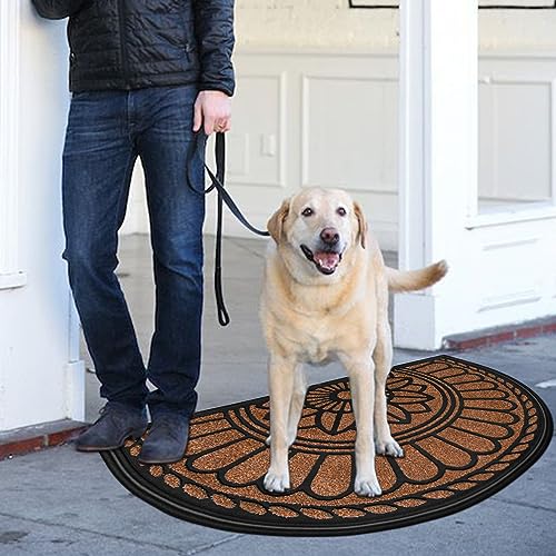Half Round Rubber Door Mat 24x36 Inch - Non-Slip Heavy Duty Entrance Rug