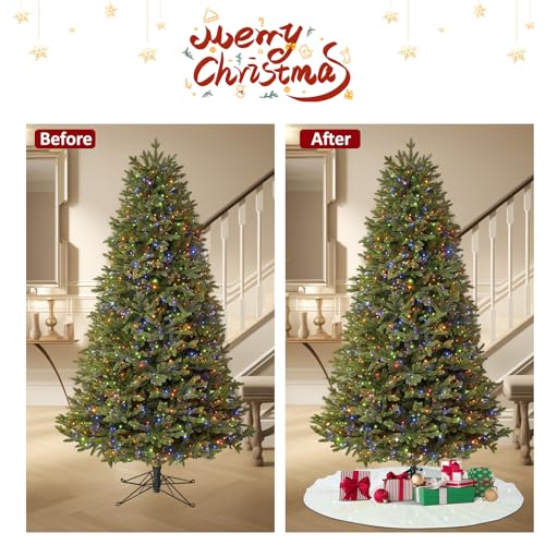 Iridescent White Sequin Christmas Tree Skirt - 36 Inch Round Base Cover