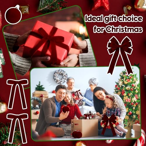 Knitgrip Burgundy Velvet Christmas Tree Topper & Ornaments Set - Large Bow & Balls