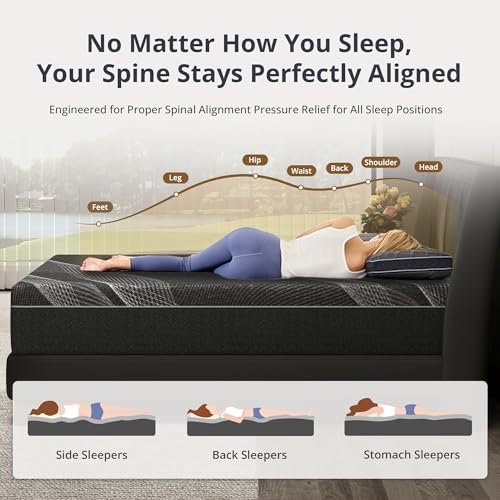 10-Inch Queen Size Gel Memory Foam Mattress - Medium-Firm Cooling Support