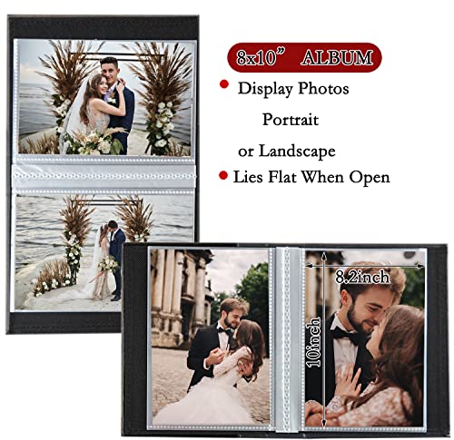 8x10 Photo Album with Leather Cover, Holds 50 Vertical Pictures, Blue
