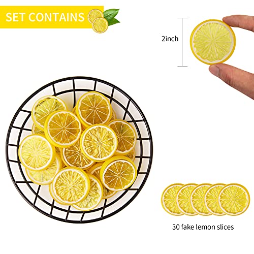 20pcs Artificial Lemon Slices - Decorative Plastic Fruit for Home & Events