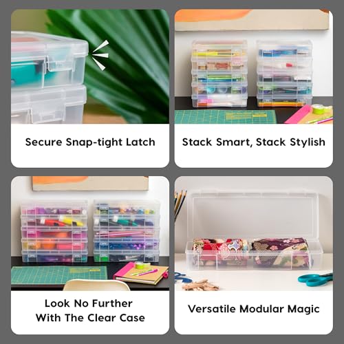 Clear Plastic Storage Box Organizers with Snap Lids 10-Pack Medium