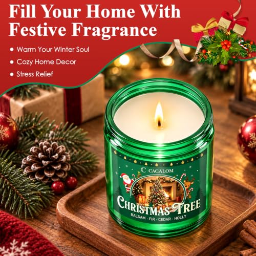 C CACALOM Christmas Scented Tree Candle 7oz - Soy Wax Holiday Decor, Pack of 1