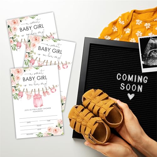 25-Pack Floral Baby Shower Invitations with Envelopes, 4x6 Inch Fill-In Cards