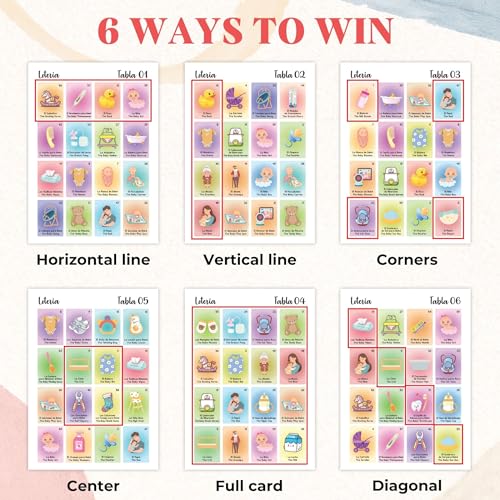 Bilingual Baby Shower Loteria Game - 50 Player Spanish & English Bingo Set