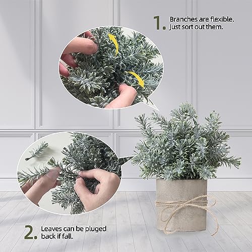 4-Pack Small Artificial Plants in White Pulp Pots - Farmhouse Decor