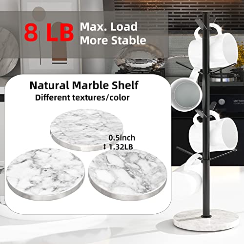 Gypie Black Marble Mug Holder Tree with 8 Hooks - Coffee Cup Stand Organizer