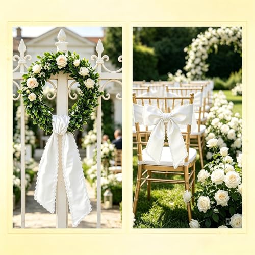 White Wreath Sash for Front Door 2 Pack Decorative Accessories