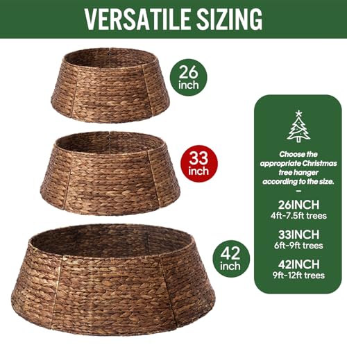 Yonsya 33 in Rattan Christmas Tree Collar - 6-Piece Brown Tree Ring for 6-9 ft Trees