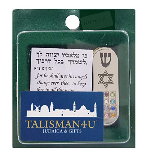 Car Mezuzah with Travelers Prayer Scroll and Hoshen Stones