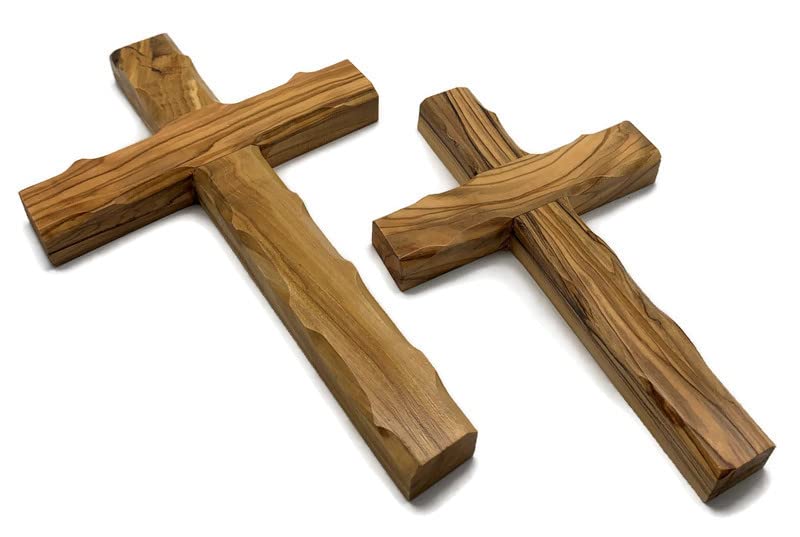 Hand-Carved Olive Wood Wall Cross - 6.2" Holy Land Religious Decor