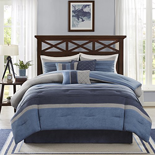 Navy 7-Piece King Comforter Set with Decorative Pillows