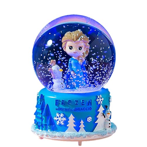 Musical Snow Globe with Automatic Snowfall and Colorful Lights, 80mm