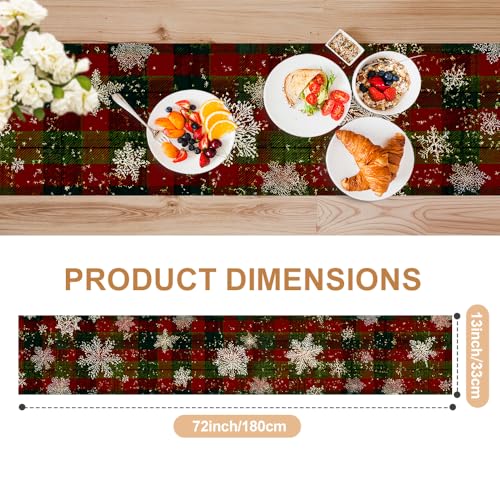Forever Queen Christmas Table Runner 13x72 Inch Red Green Snowflakes Farmhouse Holiday Decor