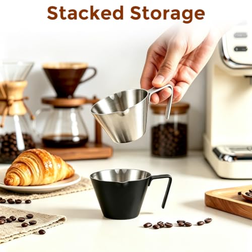 Carrottimes Silver Stainless Steel Espresso Shot Cup with Dual Scale, 3.4oz/100ml - Variation 01_Silver