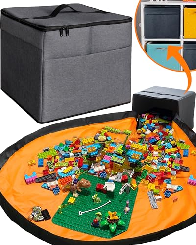 XL Toy Storage Organizer with Play Mat - Collapsible Fabric Cube Bin