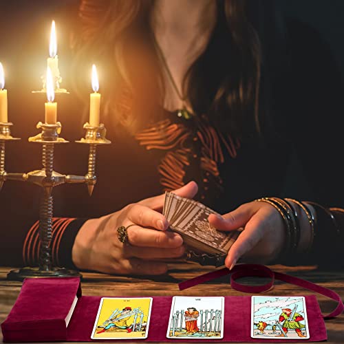 2 Pieces Velvet Tarot Card Pouch Wrap and Deck Storage Holder