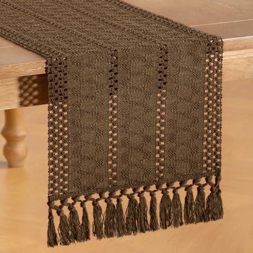 Socomi Boho Cotton Table Runner Fall Farmhouse Rustic Dining Decor 12"X90"