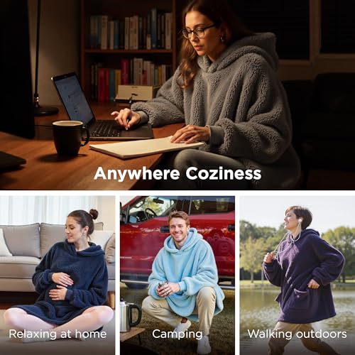Ultra-Soft Wearable Blanket Hoodie with Pockets - Cozy Sherpa Loungewear