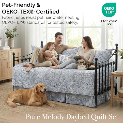 Boho Paisley Twin Daybed Cover Set - 6-Piece Microfiber Bedding Set