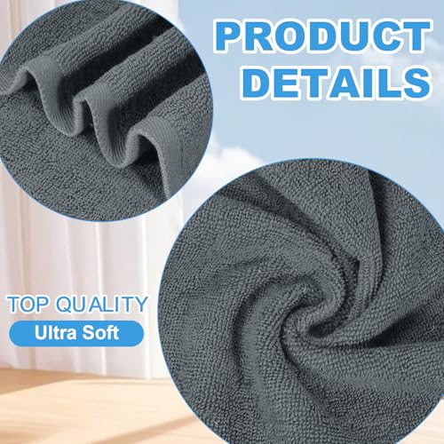 Grey 6-Pack Cotton Washcloths 12x12 Inches - Soft, Absorbent & Durable