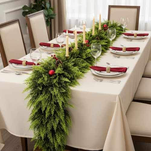 9ft Real Touch Christmas Cedar Garland - Thick Greenery Holiday Decor