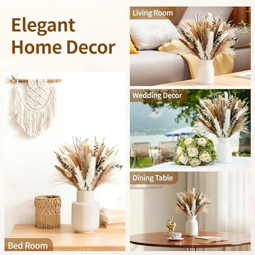 Dried Pampas Grass Bouquet, 92 Pcs 11-13 Inch Small Boho Flowers for Vase Filler