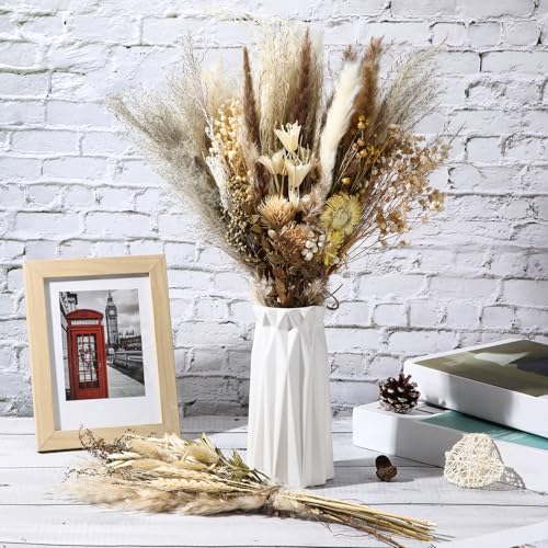 4-Pack Large Boho Dried Flower Bouquets, 15-17 Inch Natural Floral Decor