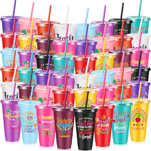 48 Pcs Colorful Teacher Appreciation Tumblers 24oz Bulk Gift for Women from Students