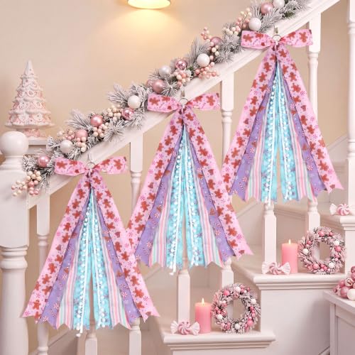 2 Pack Pastel Christmas Wreath Ribbon Bows for Front Door - Wavyknot