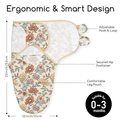 Organic Cotton Newborn Swaddle 2-Pack - Soft Adjustable Sleep Sack (0-3 Months)