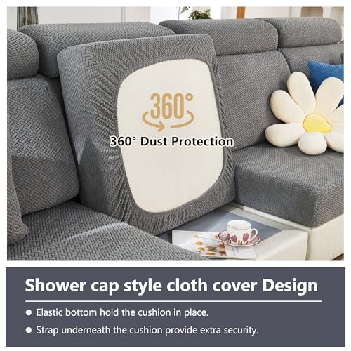 Universal Stretch Couch Cushion Cover - Washable Sofa Seat Slipcover, Gray