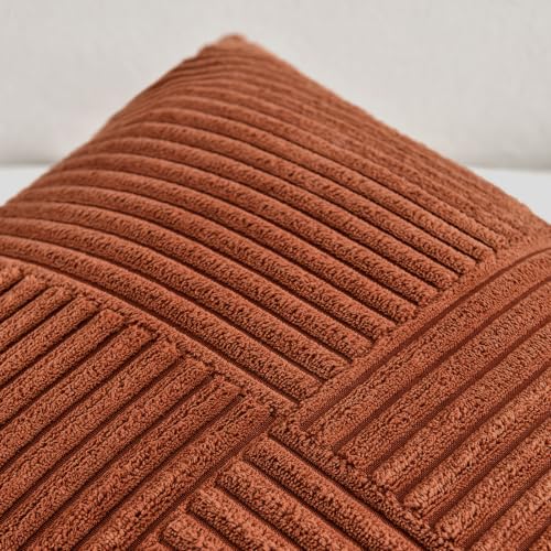 Fancy Homi Rust Boho Corduroy Throw Pillow Covers 18x18 (Set of 2)