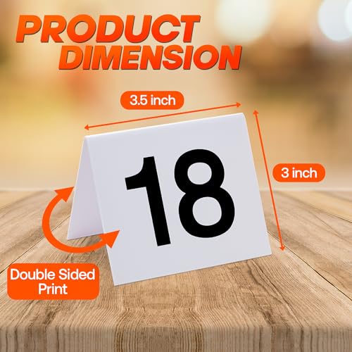 Tapix 1-25 White Restaurant Table Number Tents - 3x3.5 inch Pack of 25