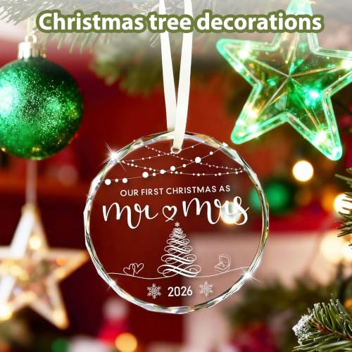 Our First Christmas Mr & Mrs Ornament 2026 Wedding Gift - Bridal Shower & Newlywed Decoration