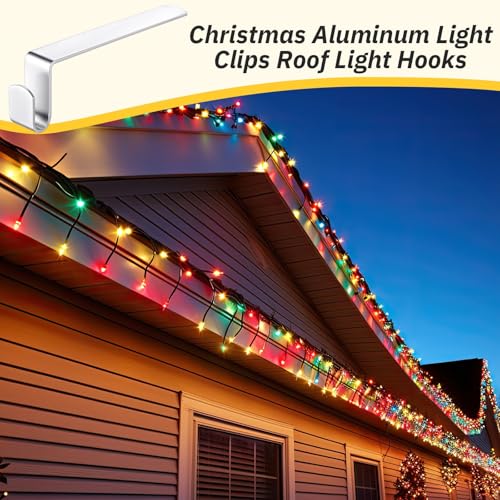 150 Pcs Christmas Gutter Hooks for Shingles & Soffit - Metal Light Clips