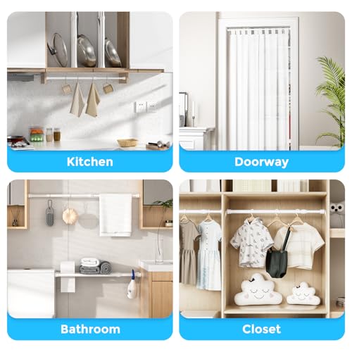 Adjustable White Spring Tension Curtain Rods (17-28 Inch, 2-Pack)