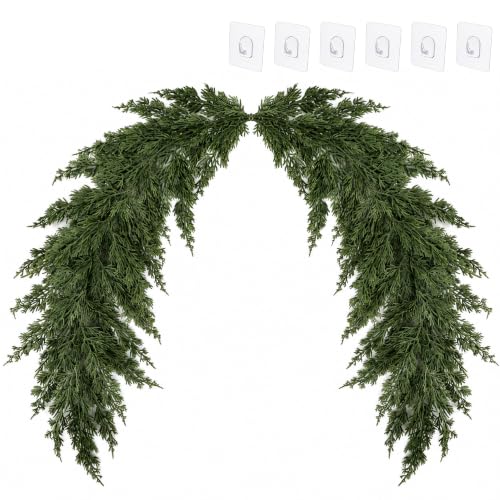 5.1ft Artificial Cedar Swag Garland - Realistic Greenery for Mantle & Mirror