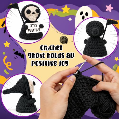 Grim Reaper Crochet Plush - Funny Gothic Office Decor & Sarcastic Gift