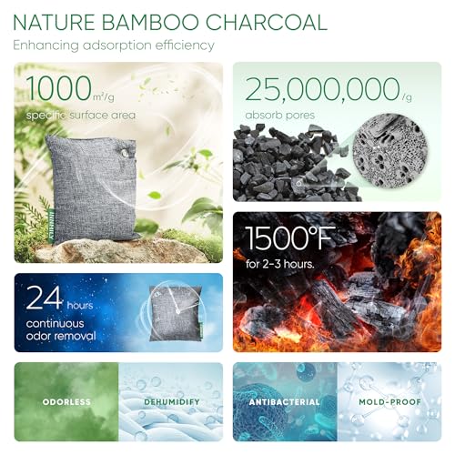 Activated Bamboo Charcoal Air Purifying Bags - 6 Pack Shoe Odor Absorber